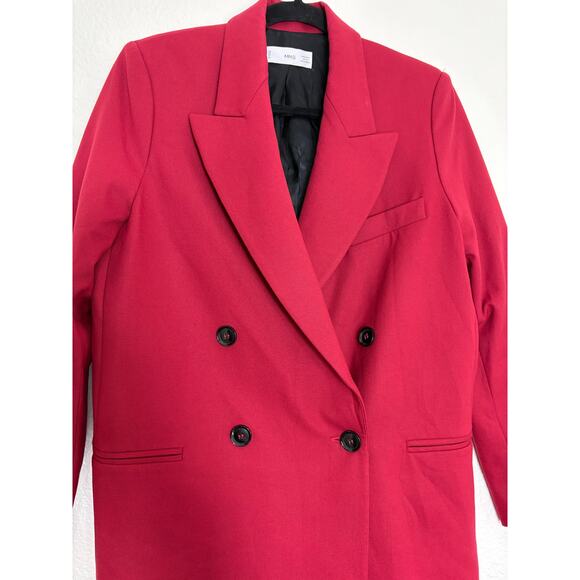 Mango Double-Breasted Structured Oversized Blazer Women’s Size Small Red - Picture 9 of 13